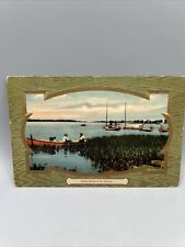 Antique Postcard Quiet Boating By Schurz Lake Scene  picture
