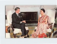 Postcard Ronald Reagan meets Indira Gandhi, White House, Washington, D. C. picture
