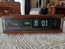 Vintage Wood Grain 70s Copal Model 229 Flip Alarm Clock  12-Hr Day Japan 