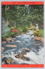 Trout Fishing Fisherman's Paradise Western Mountain Streams Vintage Postcard picture