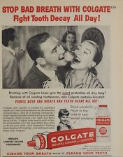 1959 Print Ad Colgate Dental Cream Toothpaste Couple Try to Bite Apple String picture