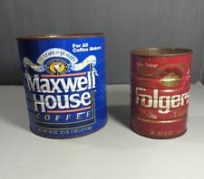 Vintage Folger's 16oz Maxwell House 39oz  Coffee Tins Coffee Makers Drip Grind picture