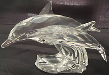 Swarovski Crystal 1990 Annual Edition “Lead Me” Dolphins figurine W small chip picture