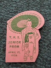 April 17 1936 T.H.S. Junior Prom Dance Card Teton High School Dance Driggs ID.  picture
