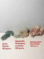 Natural Green Fluorite, Red Heulandite & Apophyllite - Bundle picture