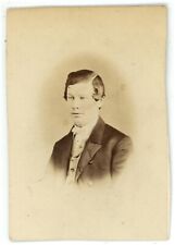 Antique CDV Circa 1870s Albright Handsome Young Man in Suit & Tie Urbana, Ohio picture