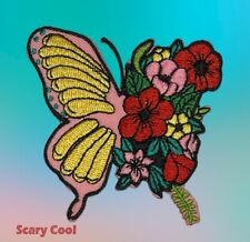 New Butterfly Flower Wing  Hippy Embroidered Biker Iron On Patch picture