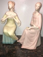 Vintage Laszlo Ispanky Lot Of 2 Woman Sculptures Figurines 