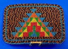 Large Native American Indian Beaded colorful Belt Buckle Signed MH - To Repair picture