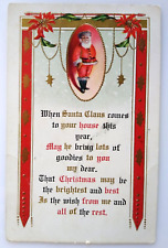 Santa Claus Father Christmas Postcard Whitney 1914 Holiday Greeting Poem Vintage picture