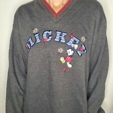 VTG 90s Mickey Mouse Flowers Disney Charcoal / Red V-Neck Small Sweatshirt EUC picture