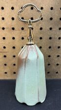 Vintage Frankoma Mint Chocolate Clay Bell With Crystal Clapper, Gold Handle 7” picture