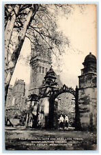 c1940's Field Memorial Gate and Mary Lyon Tower South Hadley MA Postcard picture