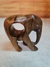 Vintage Handcarved Wooden Elephant Napkin Ring picture