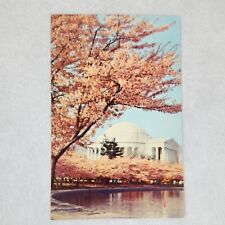 Vintage Postcard Unposted Jefferson Memorial Washington DC S-160 Cherry Blossoms picture