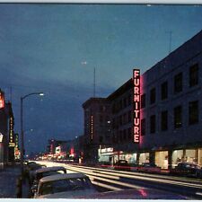 c1960s San Bernardino, CA Night Street Scene High Exposure Lights McMahan's A216 picture