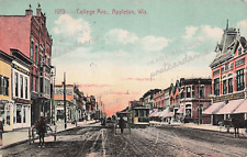 Appleton WI Wisconsin Main Street College Ave Downtown c1910 Vtg Postcard E28 picture