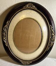 Vintage Antique Ornate Wood Oval Picture Frame With Bubble Glass. Pic Size 10x13 picture
