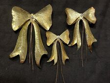  Metal Brass Bows Ribbons HOMCO Home Interiors Wall Decor Lot of 3 Vintage  picture