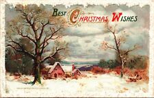 Vintage 1911 John Winsch Cottage Winter Wonderland Antique Christmas Postcard picture