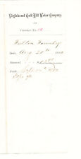 1880 RECEIPT - VIRGINIA AND GOLD HILL WATER COMPANY FULTON FOUNDRY VIRGINIA CITY picture