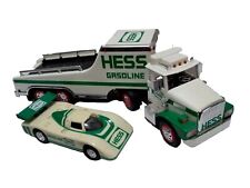 Vintage 1988 Hess Toy Gasoline Truck White & Green Tanker w/ Racer Played With picture