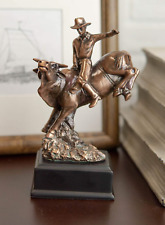 Ebros Rustic Western Rodeo Bull Rider Cowboy On Bucking Bull Statue in Electropl picture