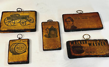 Set of 5 Small Wood Wall Plaques 1850s Original Ads Godey's Lady's Book Vintage picture
