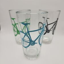 3 Vital Industries Bicycle Drinking Beer Glass 6” Tall Green, Blue, & Black picture
