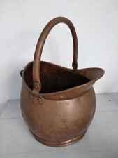 antique vintage pot basket of firewood in copper fireplaces bowl boiler1940 picture