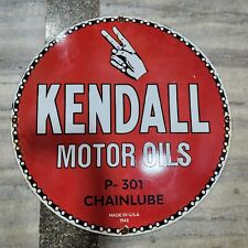 KENDALL MOTOR OILS PORCELAIN ENAMEL SIGN 30 INCHES ROUND picture