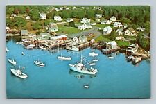 Postcard Port at New Harbor Maine ME coast water boats picture