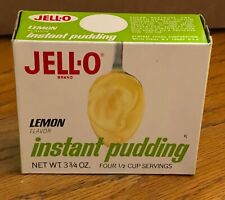 Jell-O Pudding Box Vintage Lemon Flavor Full w Product 1960's Original Instant picture