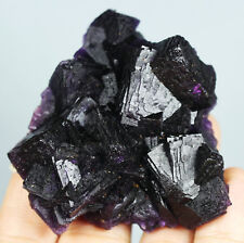 120g Rare Beautiful Dark Purple Cube Fluorite Mineral Specimens/China picture