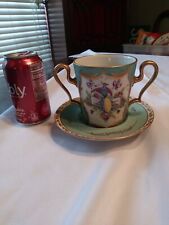 Antique SEVRES porcelain 2 Handles CHOCOLATE CUP/SAUCER Hand Painted - READ picture