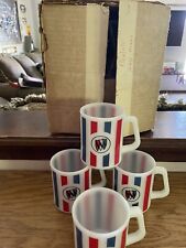 NOS 1974 Federal Glass set/4 mugs BUICK promo give a way in box RED WHITE BLUE picture