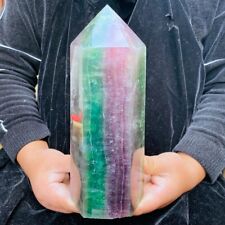 8.82LB Natural rainbow fluorite  Obelisk Crystal Mineral specimen Healing picture