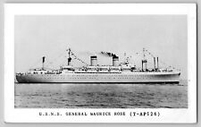 USNS General Maurice Rose Troop Transport Navy Ship RPPC Photo Postcard 1950 picture