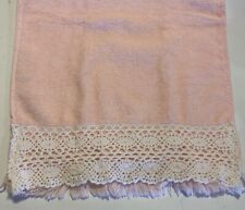 Vintage Saturday Knight PINK hand towel USA Made fringe White lace picture