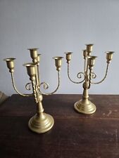 Set Of 2 Ornate Gold Metal 5 Arm  Candelabra Candle Holders Table Decor  picture