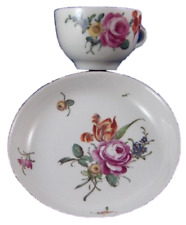 Antique 18thC Ludwigsburg Floral Scene Cup & Saucer Porcelain Porzellan Tasse #3 picture