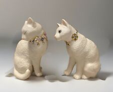 Pair Lenox FIRST KISS Ceramic Cat Figurines 24K Gold & Swarovski Crystal Collars picture