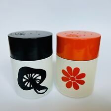 Lacquerware Retro Mushroom and Flower Power Salt and Pepper Shakers Japan picture