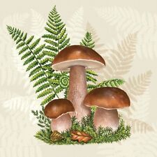 Decoupage Paper Napkin Forest Mushrooms Botanical - Two Single Lunch Napkins picture