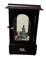 Musical Mini Curio Cabinet Music Box Santa On Revolving Train Oh Christmas Tree picture