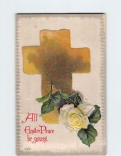 Postcard All Easter Peace be yours with Flowers Cross Embossed Art Print picture