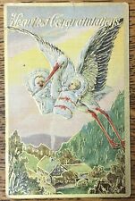 Heartiest Congratulations Antique Embossed Stork Postcard, Unposted Card 410 picture