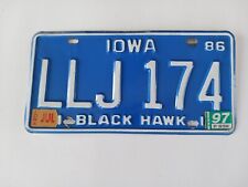 1986 1997 Sticker Iowa License Plate LLJ 174 picture