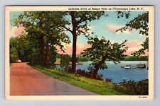 Chautauqua Lake NY- New York, Lakeside Drive Bemus Point, Vintage c1944 Postcard picture