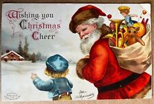Antique Christmas Santa Clause Child Toy Bag Clapsaddle Postcard c1910 picture